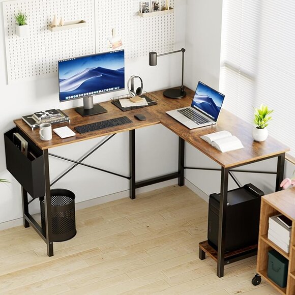 New L Shaped Desk Gaming Computer 50 Inch Reversible Corner Table PC Work Table - Picture 1 of 7
